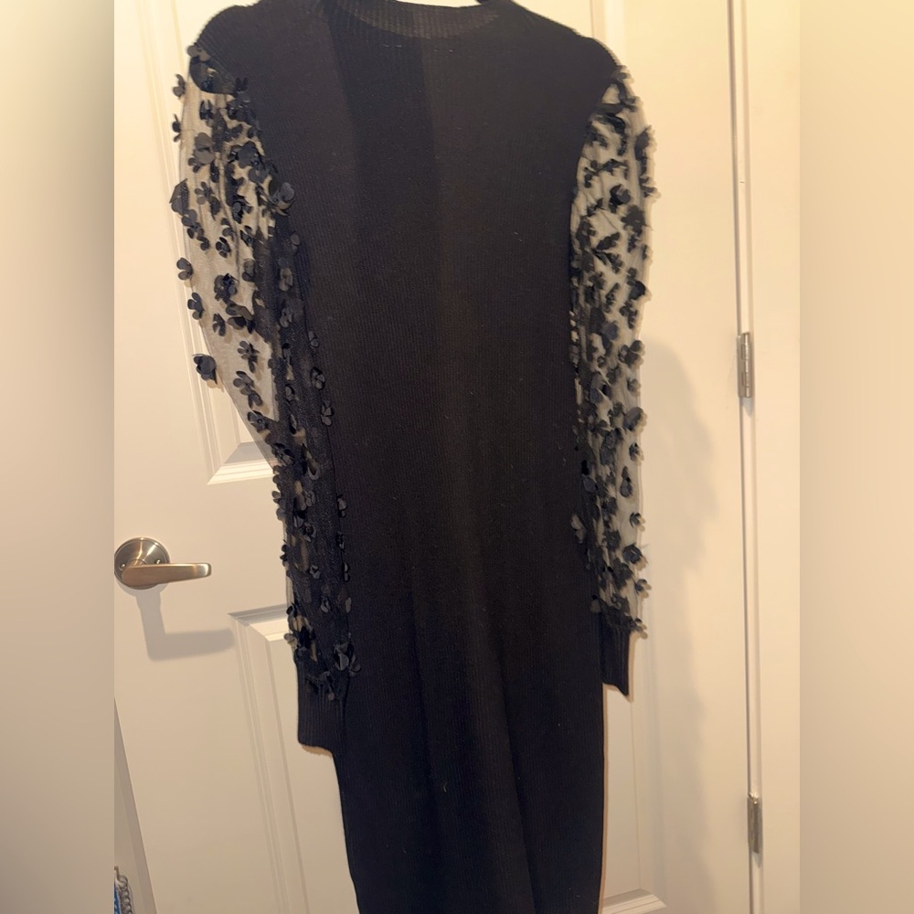 Sheer Luck Sweater Midi Dress - Black